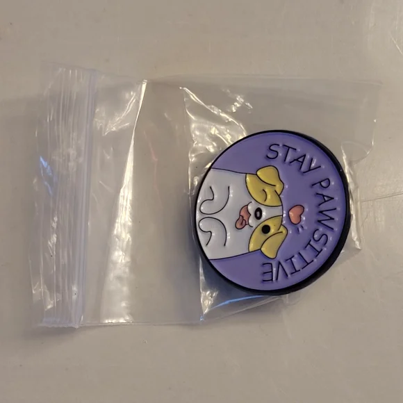 Stay Pawsitive Darling Derpy Dog Enamel Pin - Picture 10 of 10